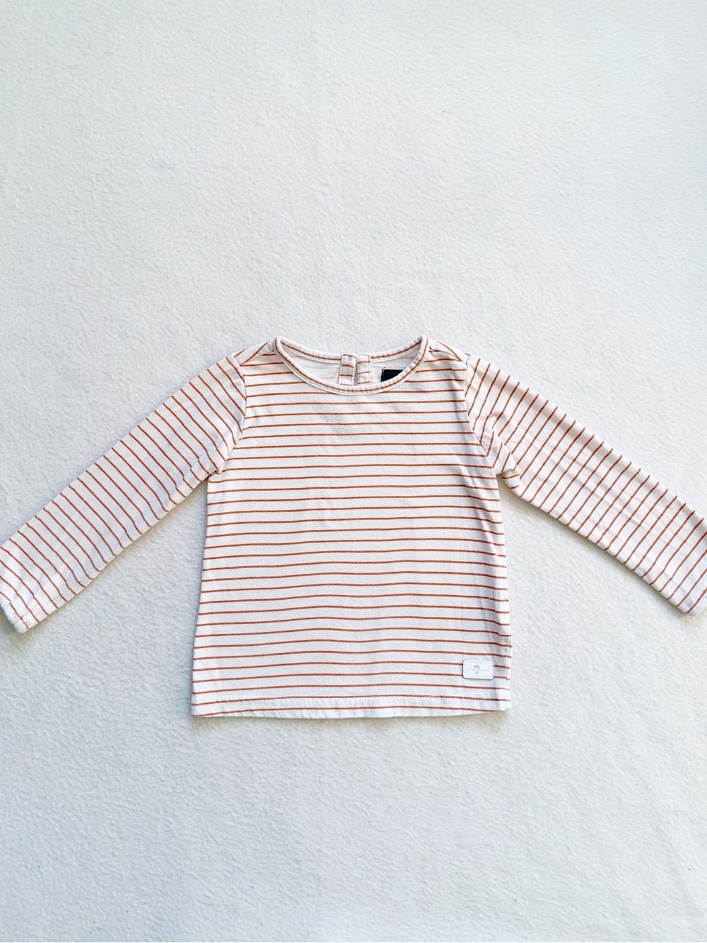 4/$22 7 For All Mankind Baby Girl Striped Cotton Top Cream Terracotta Orange 2T